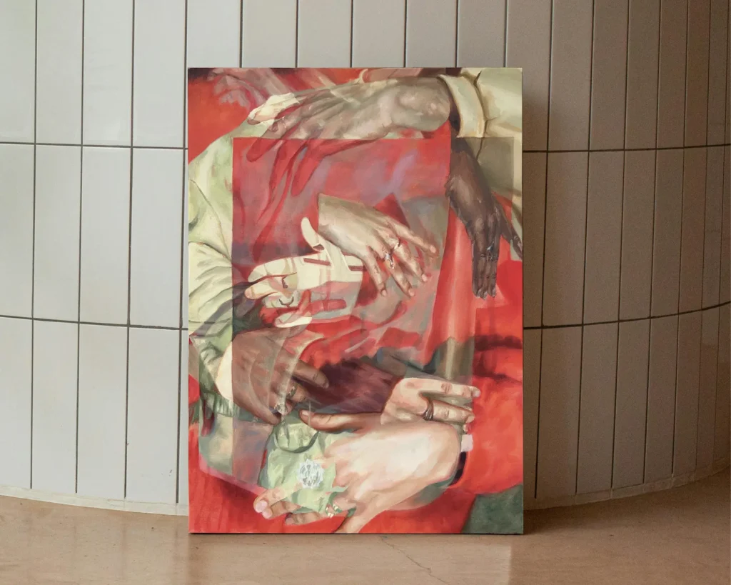 peinture collab jaano janoo enfolding town situ2 60x80